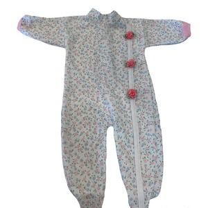 Tom Togs Vtg Baby Girl Footed Sleeper White Pink Floral Flower Medium 12-17 lbs
